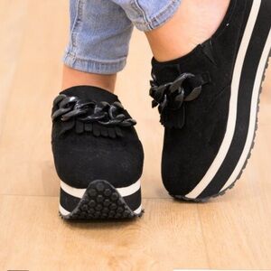 Pierre Dumas Loma Platform Step In Shoes with Decorative Chain